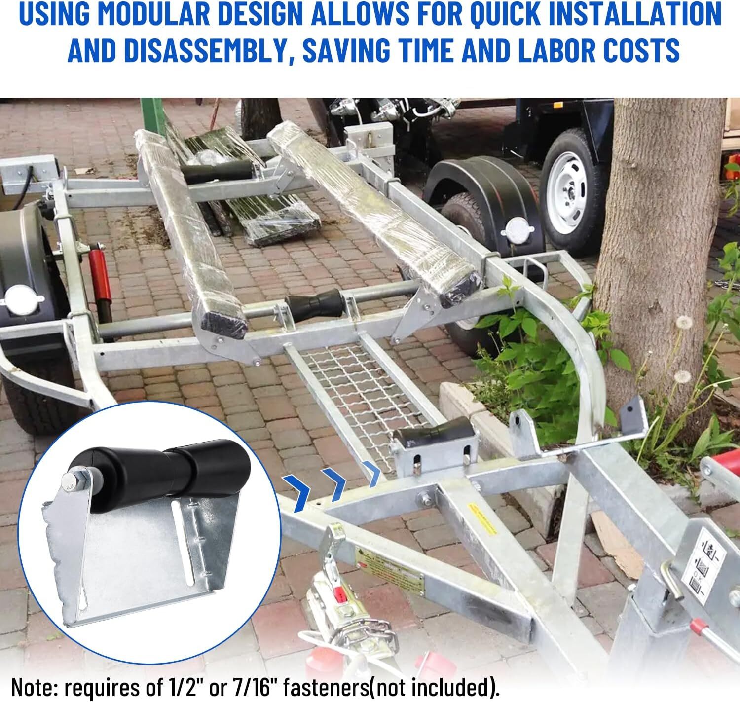 Boat Trailer Keel Roller Assembly Kit 12 inch with Roller Shaft and Bracket
