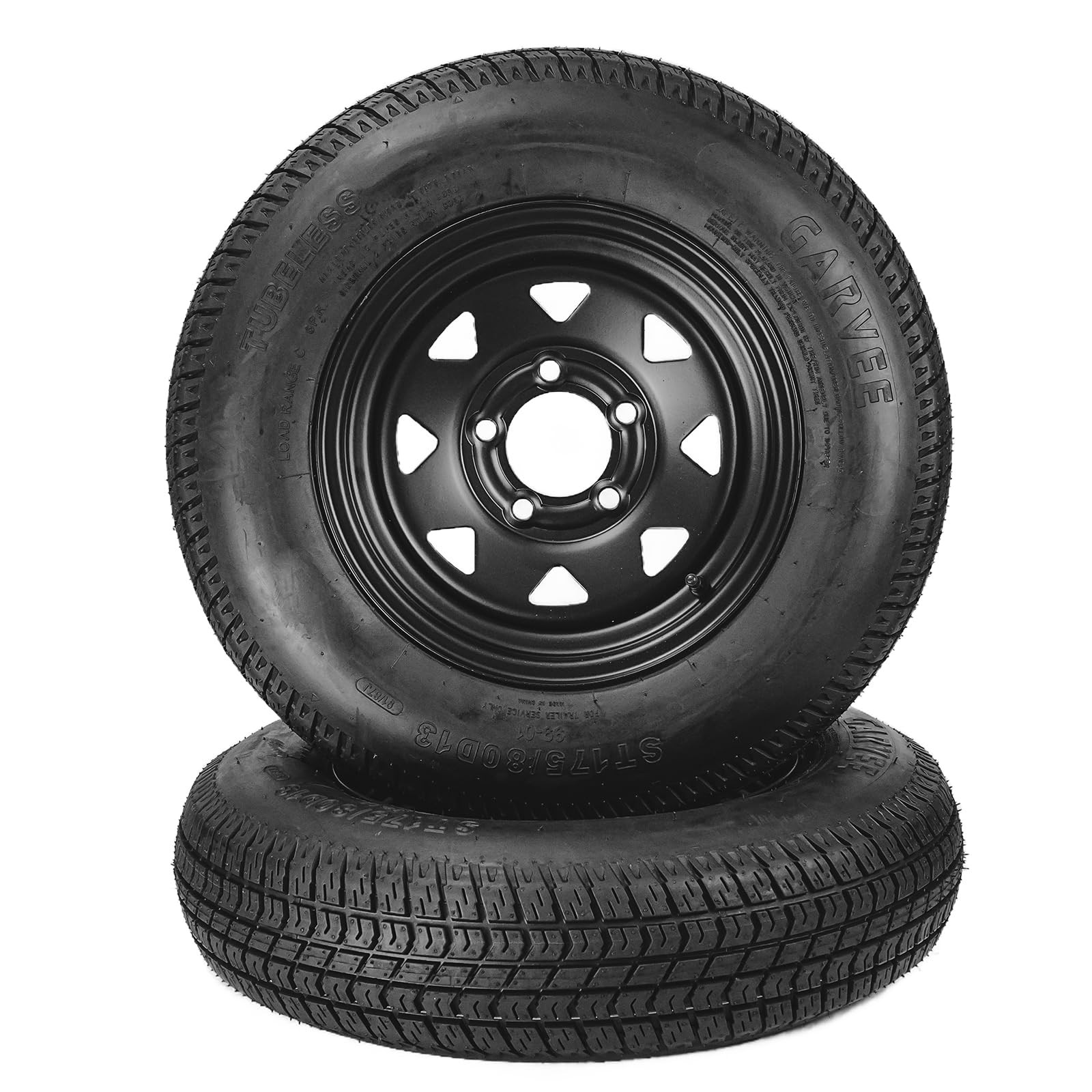 2Pack Trailer Tire On 13″ Rim ST175/80D13 5 Lug on 4.5 in Load Range C 6PR