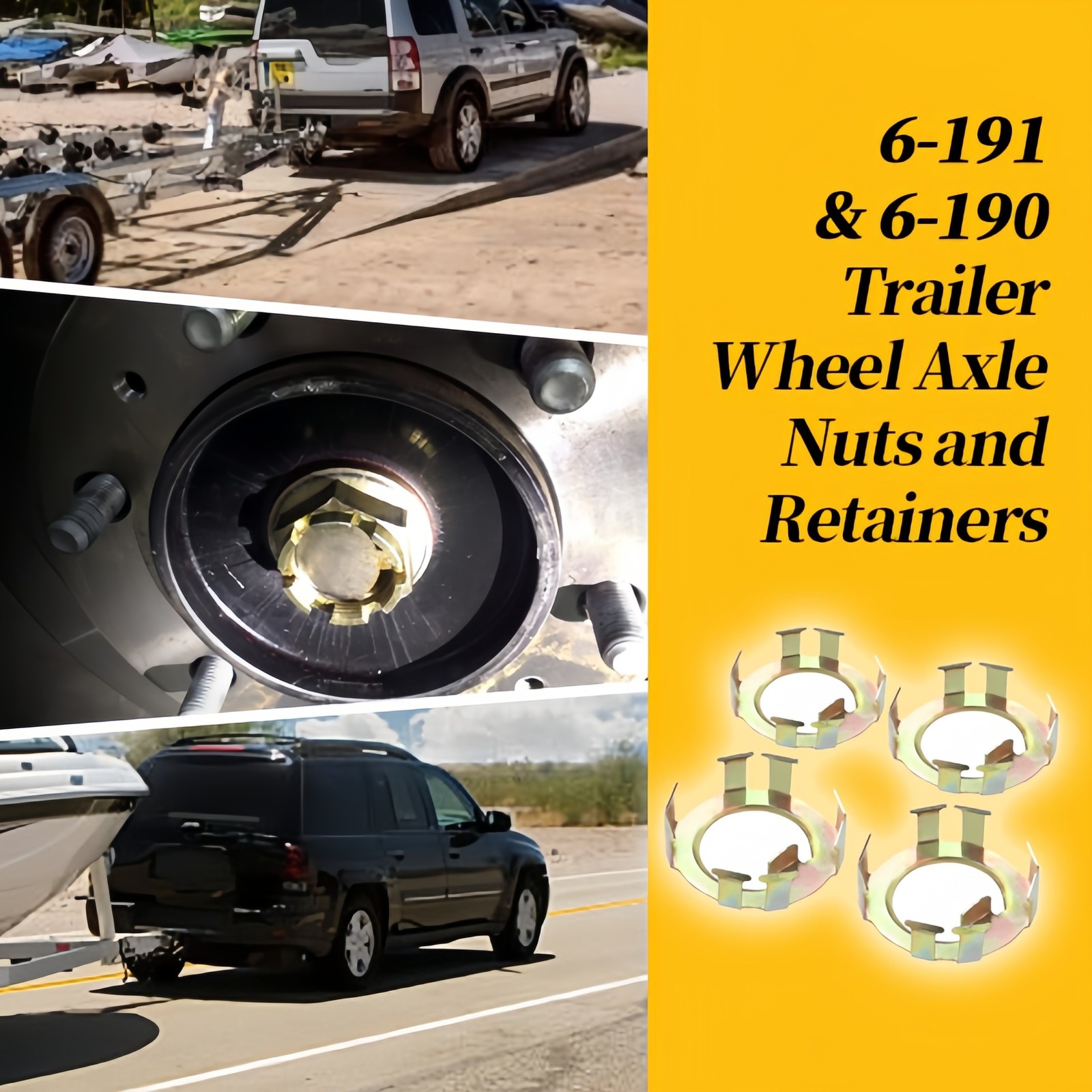 6-190 Trailer Spindle Nut Retainer (4Pcs) Fits Most Trailer Wheel Axles 2K To 8K