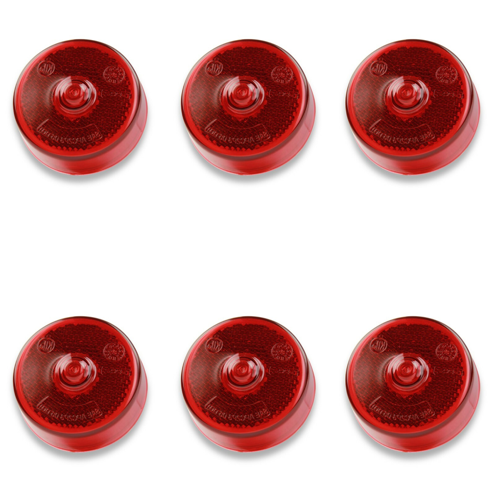 (6)Red 2.5″ round replacement, Clearance marker, Incandescent Light SAE & DOT
