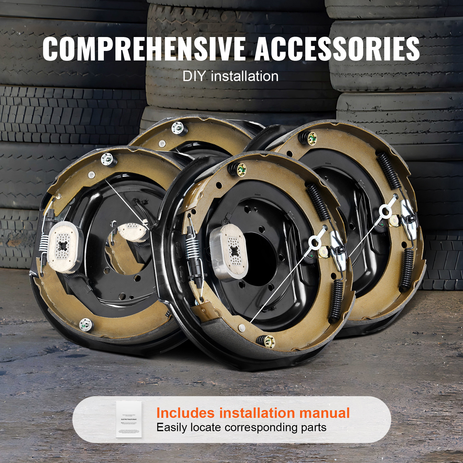 VEVOR Electric Trailer Brake 12″ x 2″ Self-Adjusting Assembly 2 Pairs 7000 lbs