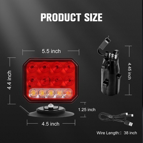 2in1 Magnetic & Rechargeable Wireless Trailer Tow Lights LED Kit, Truck