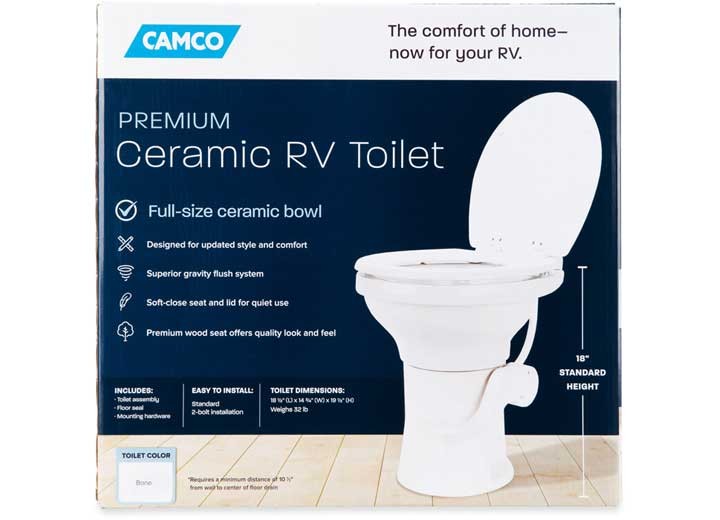 Camco 41715 Gravity Flush RV Toilet Bone Finish