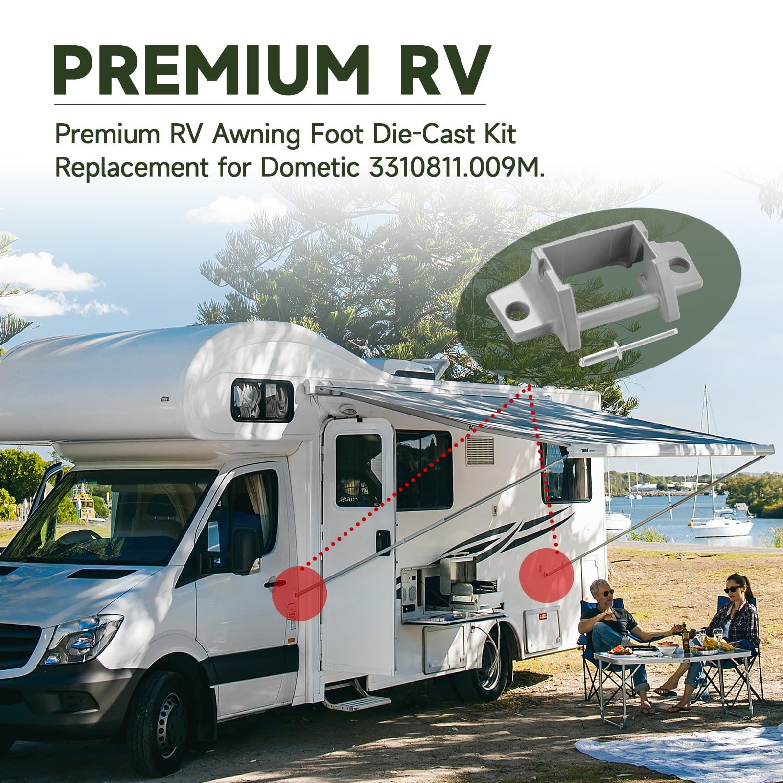 RV Awning Foot Replacement Kit – Die-Cast Bottom Brackets for 8300/8500/8700/900