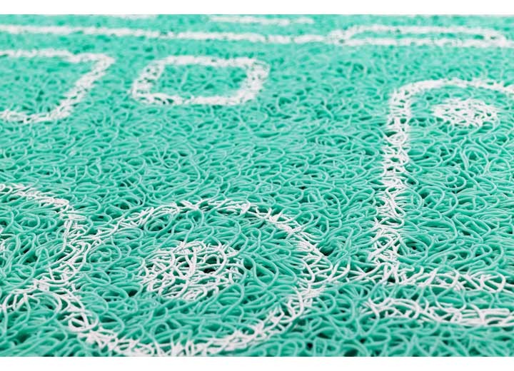 Camco 53447 Life Is Better At The Campsite Scrub Rug, Teal Trailer, 26.5″x15″