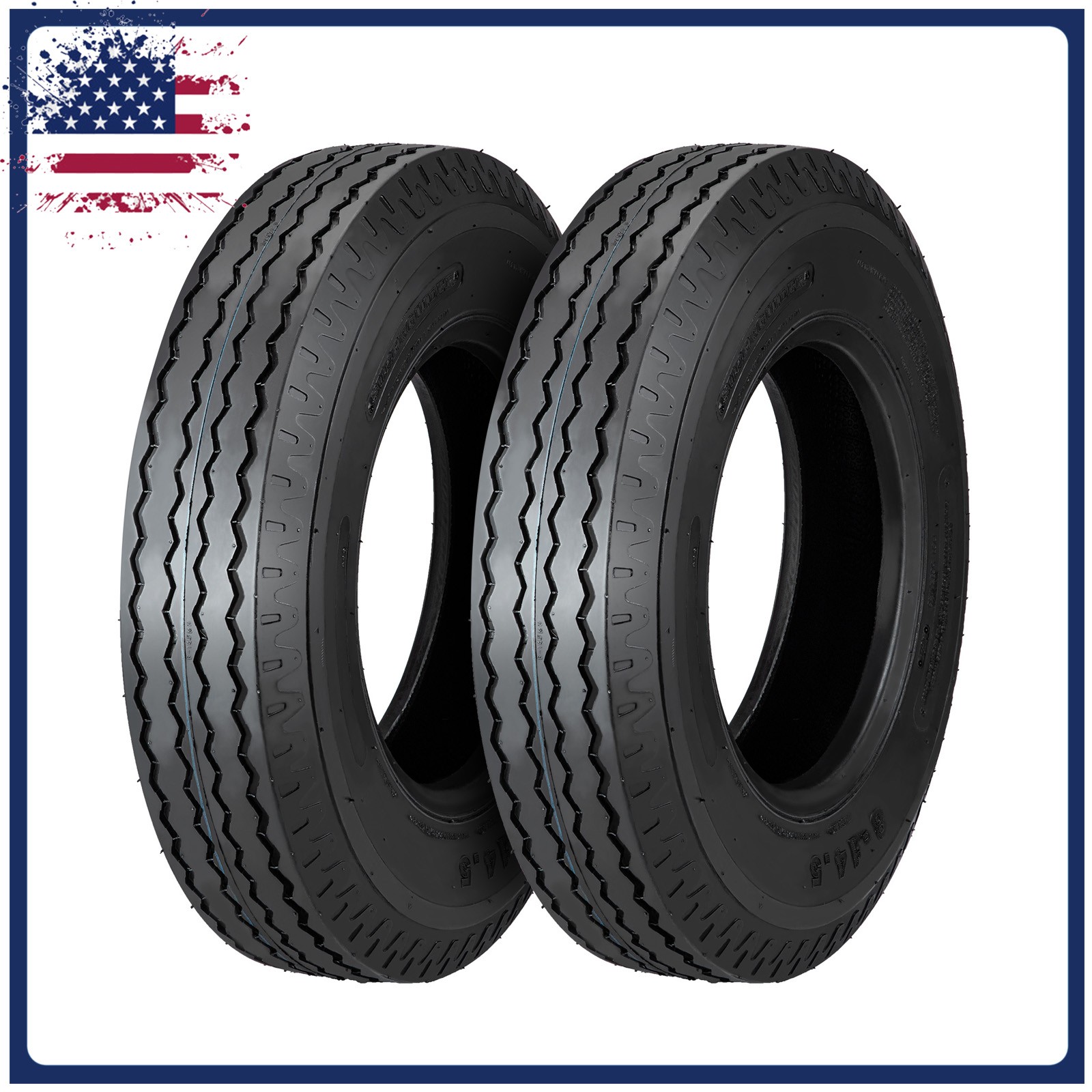 Set of 2 Rubber Heavy Duty True Highway Trailer Tires 8-14.5 14PR Load Range G