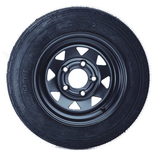 2PC 5.30-12 5.30×12 530-12 Trailer Tires w/12″Rim 5 Lug on 4.5″ 6PR Load Black