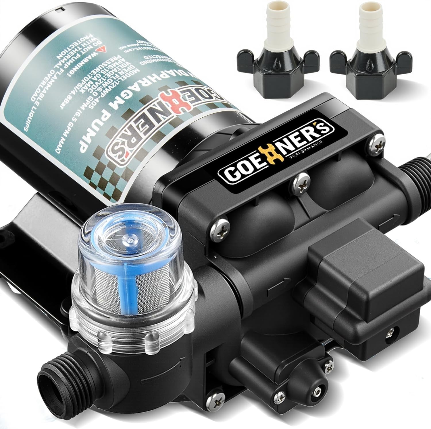 GOENERS 12VWP-405 Diaphragm Water Pump 6.0Gpm 12Vdc Pressure 70Psi/4.8Bar New