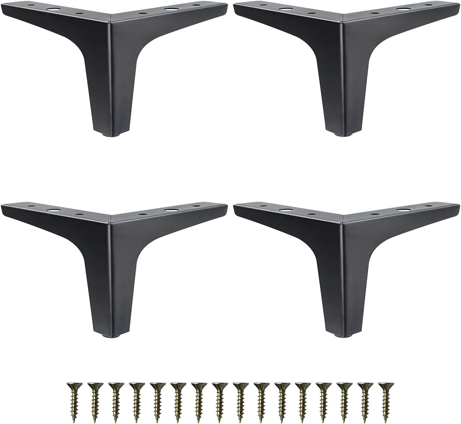 GOSCHE 4 Inch Metal Furniture Legs Black, for 4 / 10cm, Matte Black