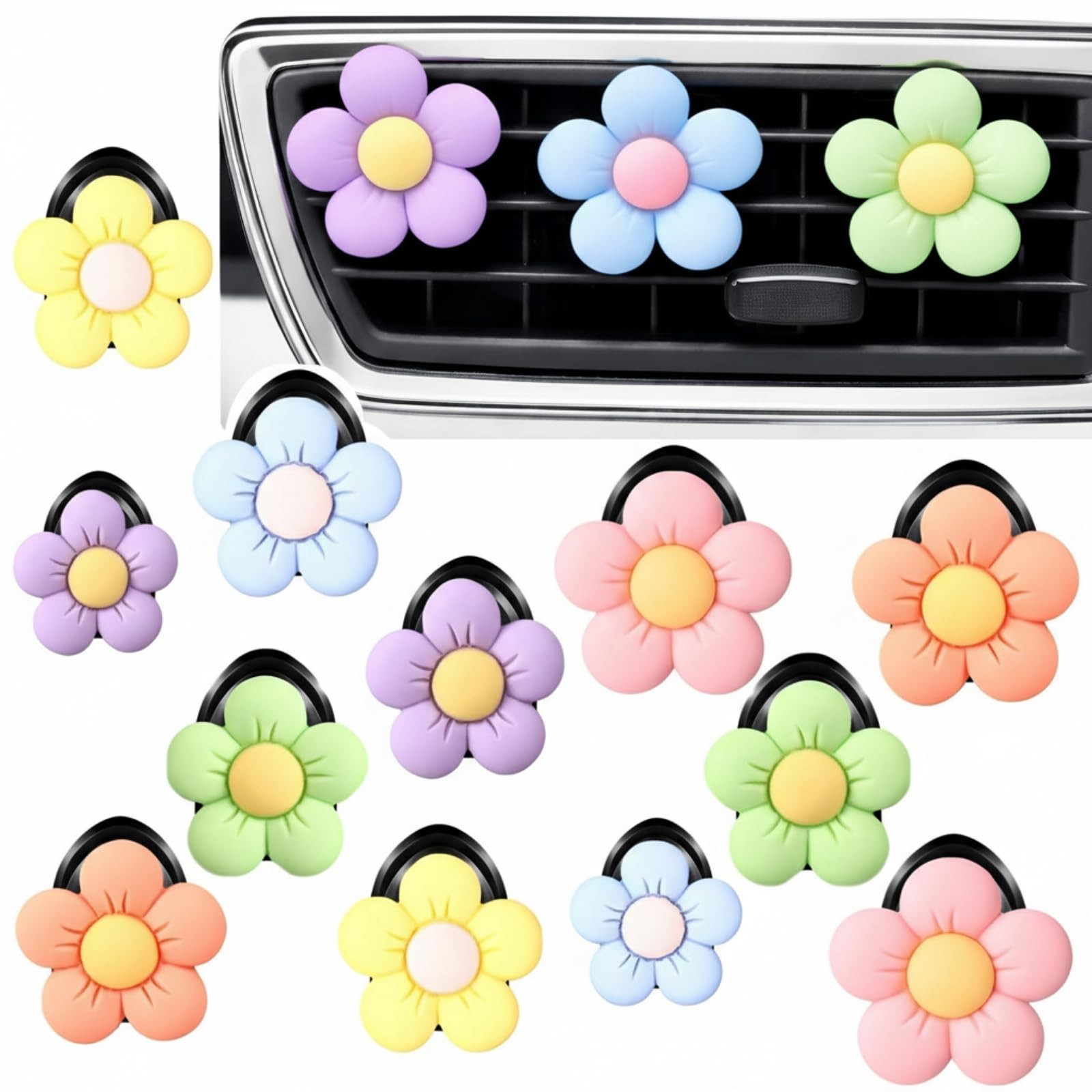 Tallew 12 Pcs Daisy Flower 1 Count (Pack of 1), Blue,Green,Orange,Pink,Purple