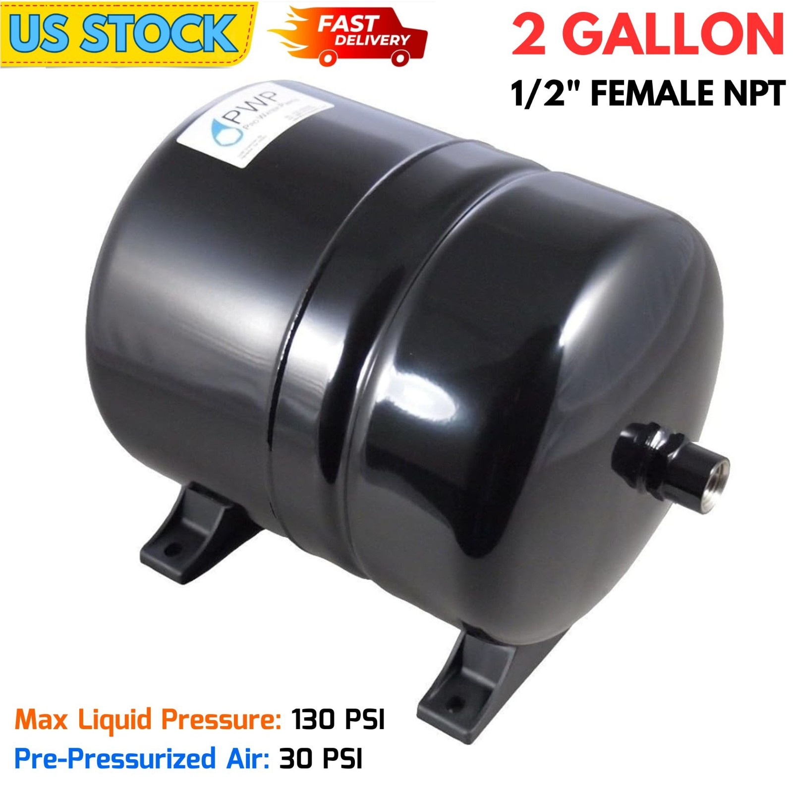 2 Gallon Accumulator Expansion Tank 1/2″ Female NPT for Travel Trailer RV Boat