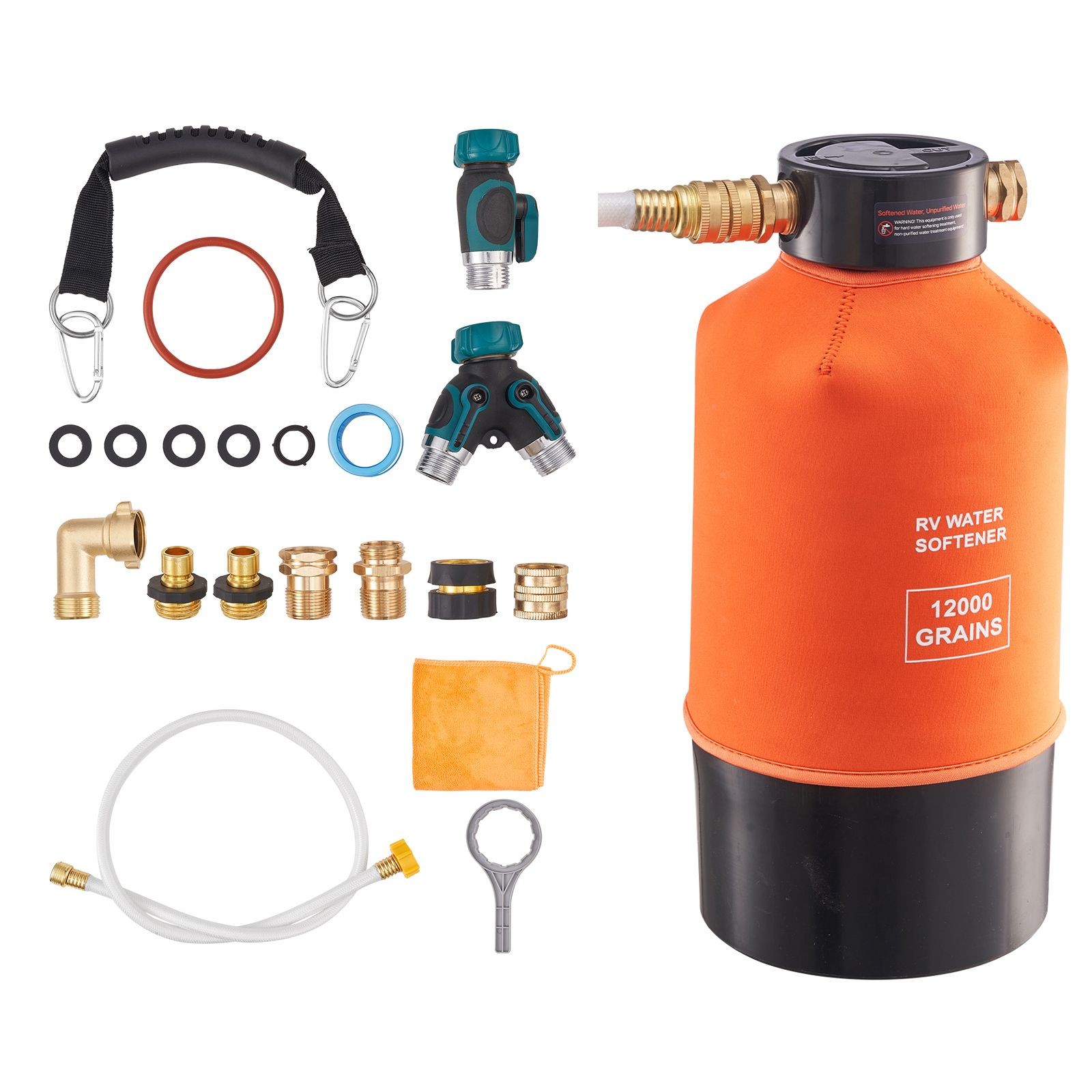 12000 Grain RV Portable Water Softener, Food-Grade Resin
