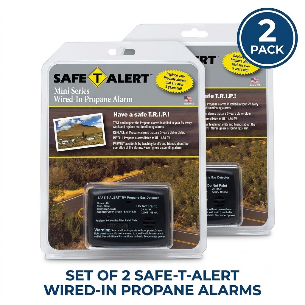 2 Pack 12V Carbon Monoxide & LP Gas Propane Detector Alarm RV Trailer 20-441-P