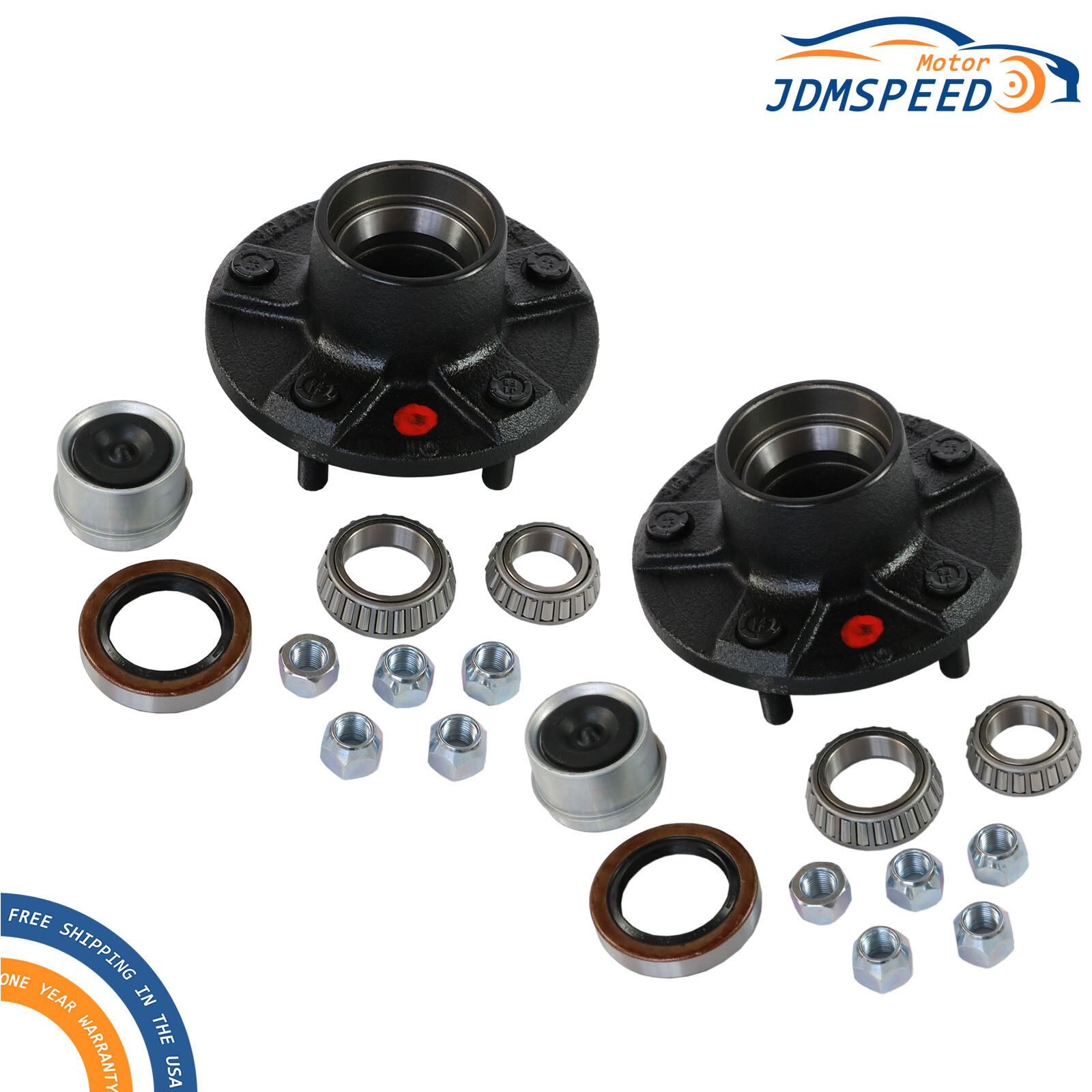 2PACK Trailer Idler Hub Kits 5 on 5″ fit for 3500 lbs Axle -22018K cone bearings