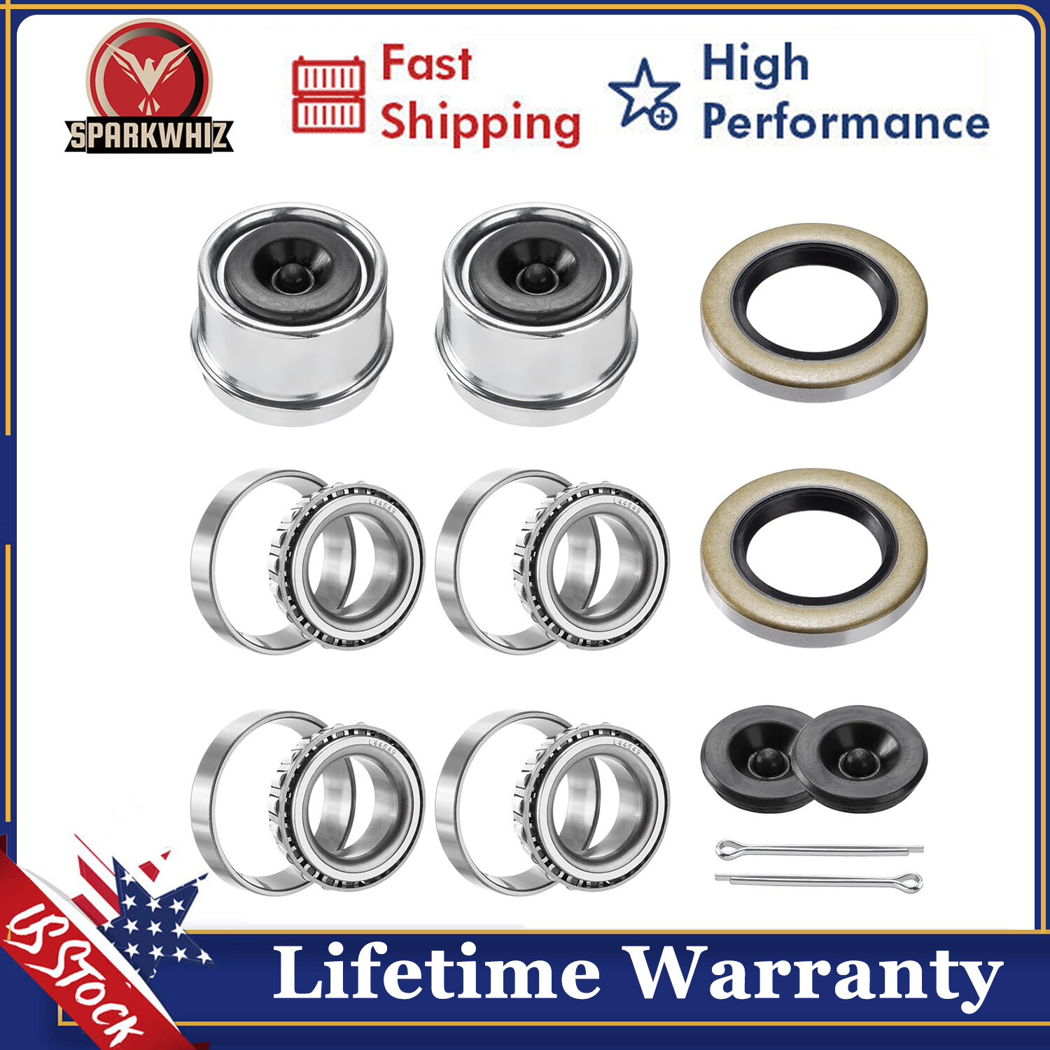 2Sets L44649 L44610 Boat Trailer Hub Wheel Bearing Kit For 2000-2200lbs Axles