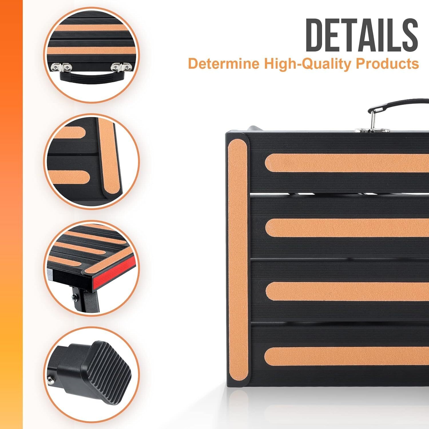 RV Stool Adjustable Height Folding Step with Non-Slip Surface Rubber Feet Handle