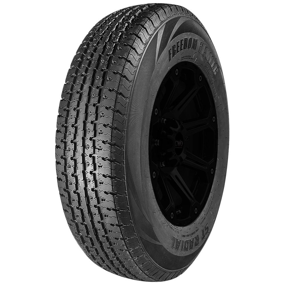 (QTY 2) ST205/75R15 Freedom Hauler ST Radial 111/106N LRE Black Wall Tires