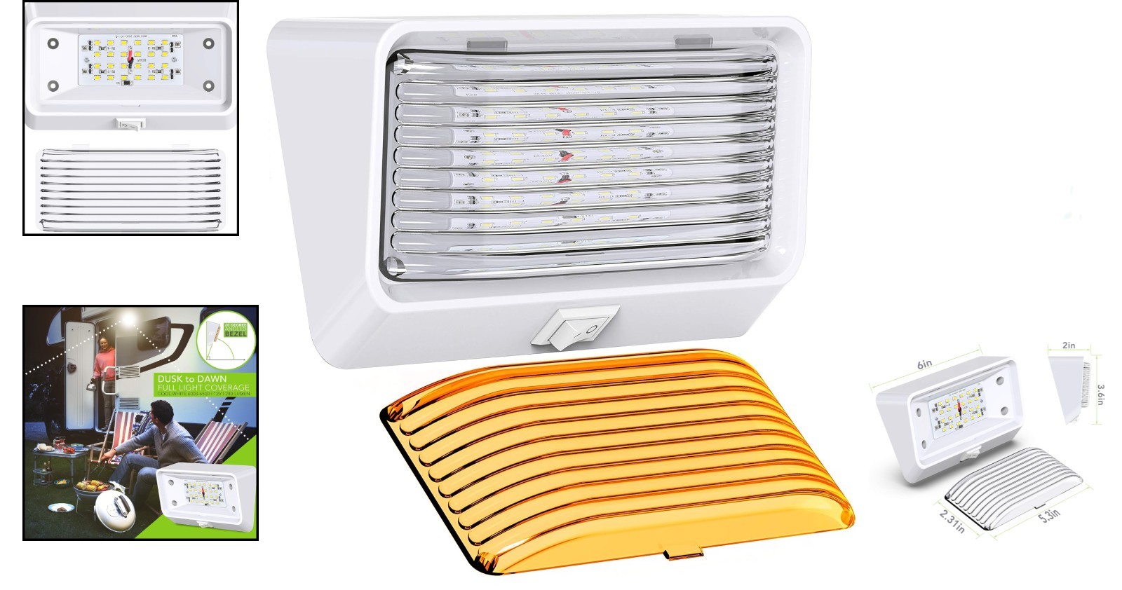 300 Lumen LED RV Porch Light with Switch – Waterproof & Durable 12v Lighting