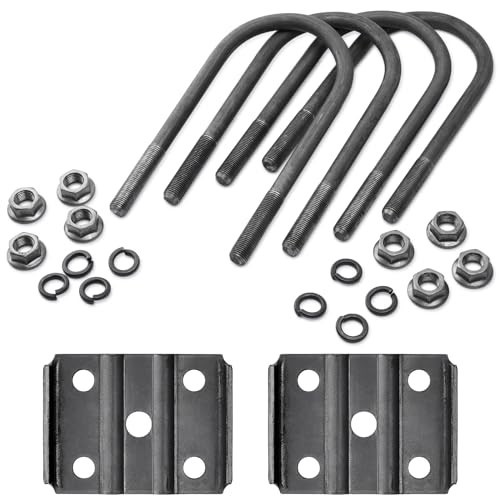 Trailer U Bolt Kit 2 3/8 Inch Axle 3500 Lbs 6 1/4 Long 1/2 Diameter Leaf Spring