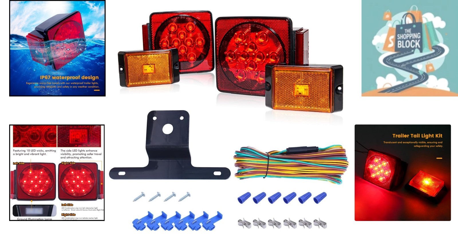 Red 12V All-LED Waterproof Trailer Light Kit for RVs & Trailers