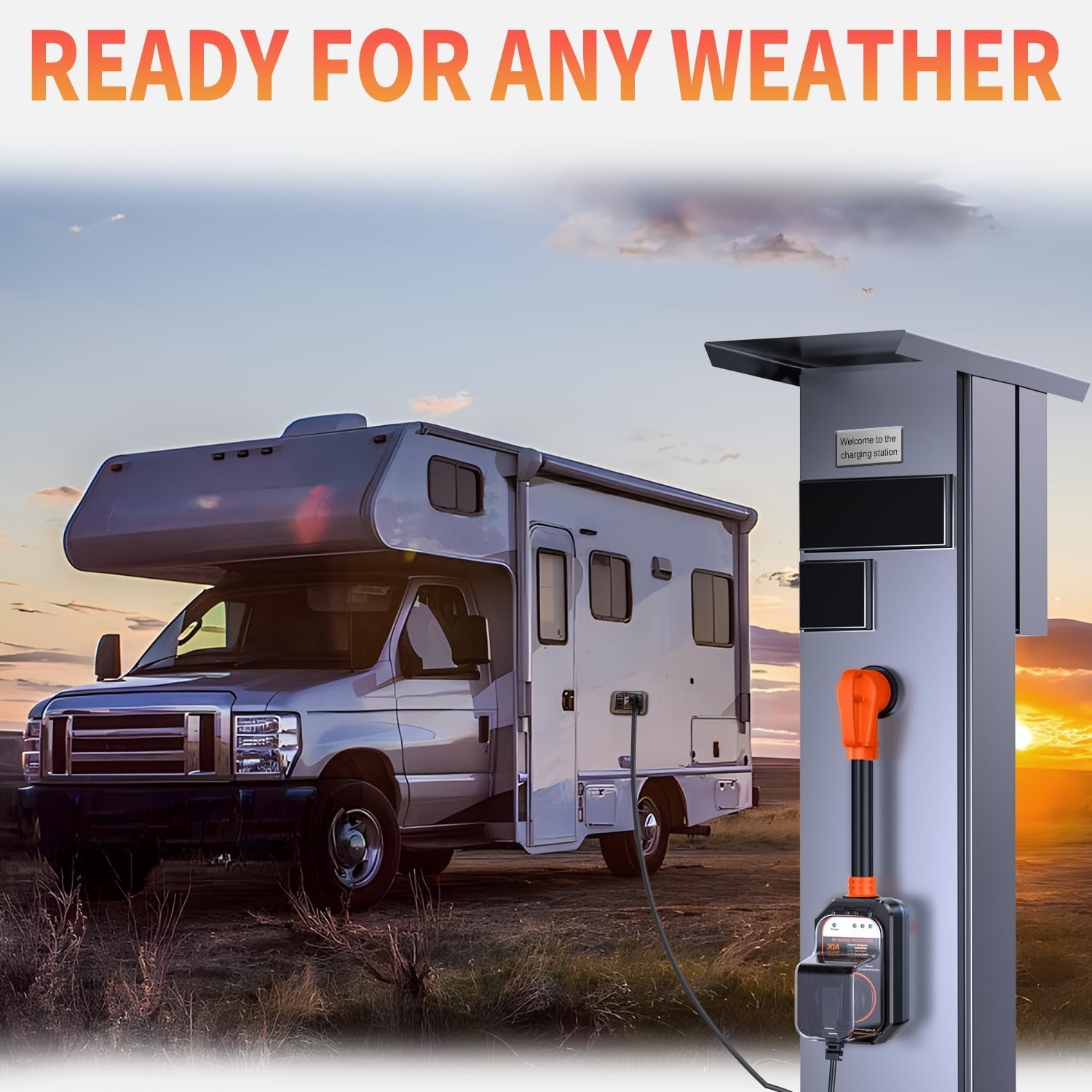 30 Amp RV Surge Full Protector With Weatherproof Cover 9500 Joules Power Adapter