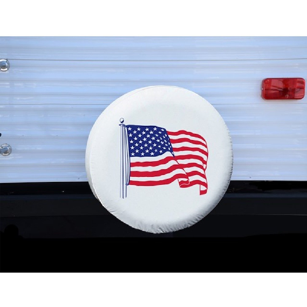 ADCO 1787 SPARE TIRE COVER 27″ DIAMETER US FLAG PRINT WHITE