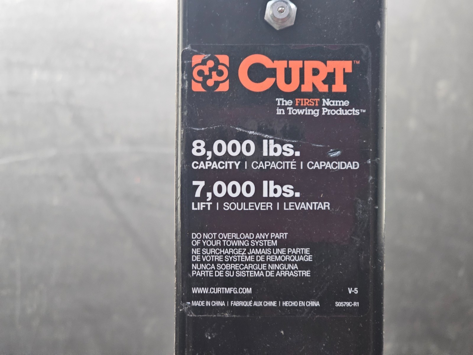 CURT Direct-Weld Square Trailer Jack w/ Side Handle 8K lbs Cap, 7K Lbs Lift Cap.