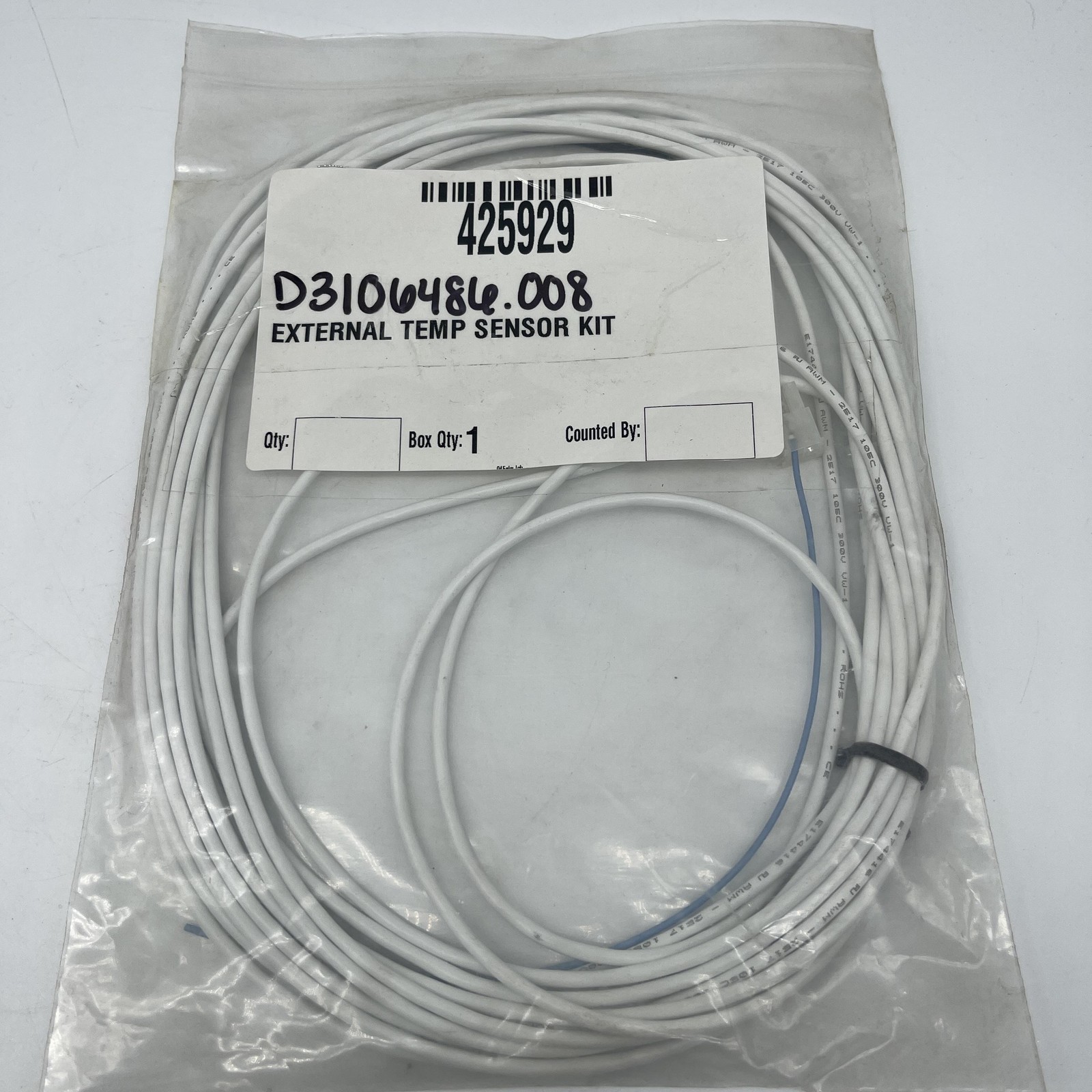 External Temperature Sensor Kit RG6 Cable White D3106486.008 425929 PVC