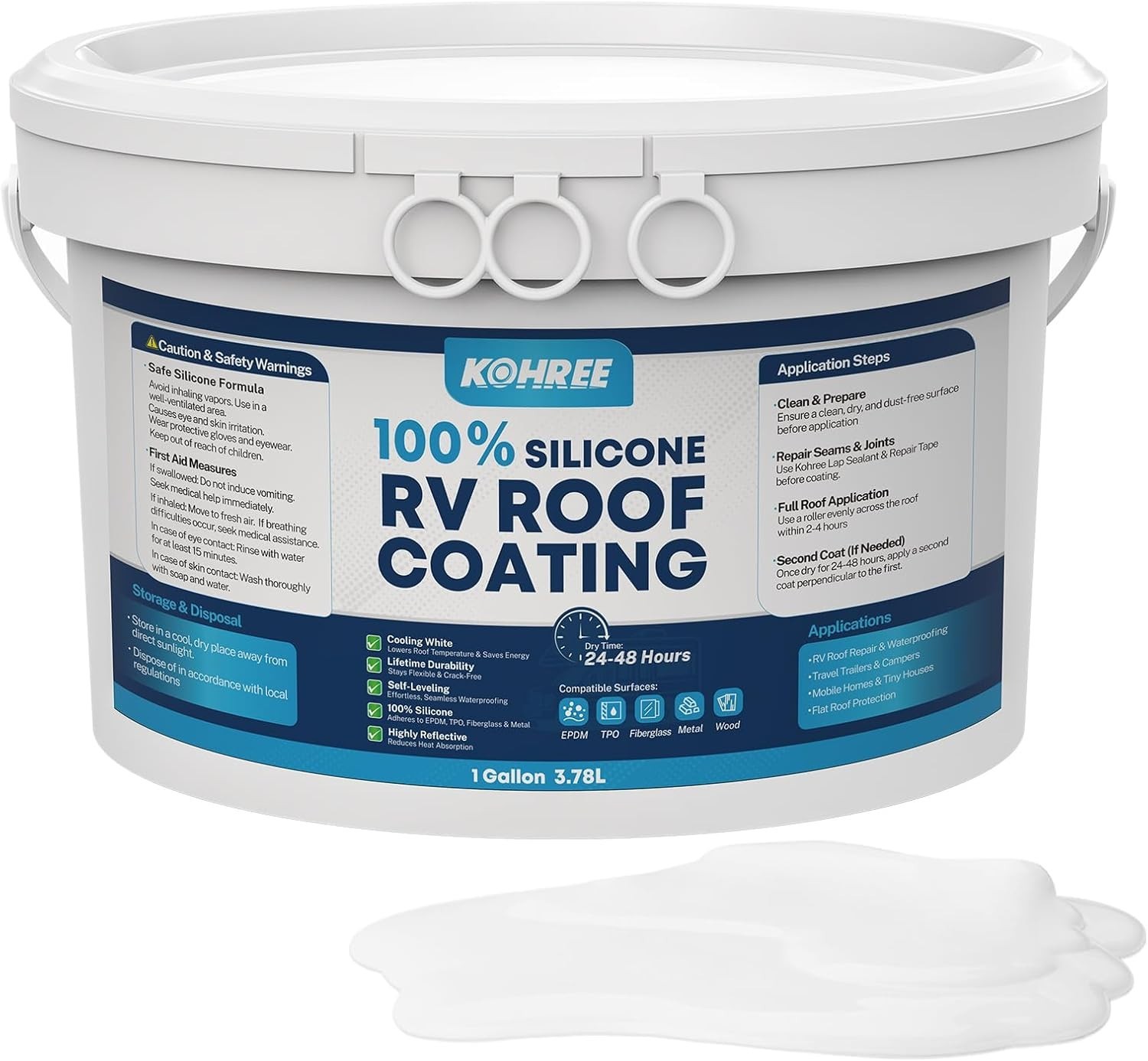 100% Silicone RV Roof Sealant, Easy Application & Waterproof Protection 1 Gallon