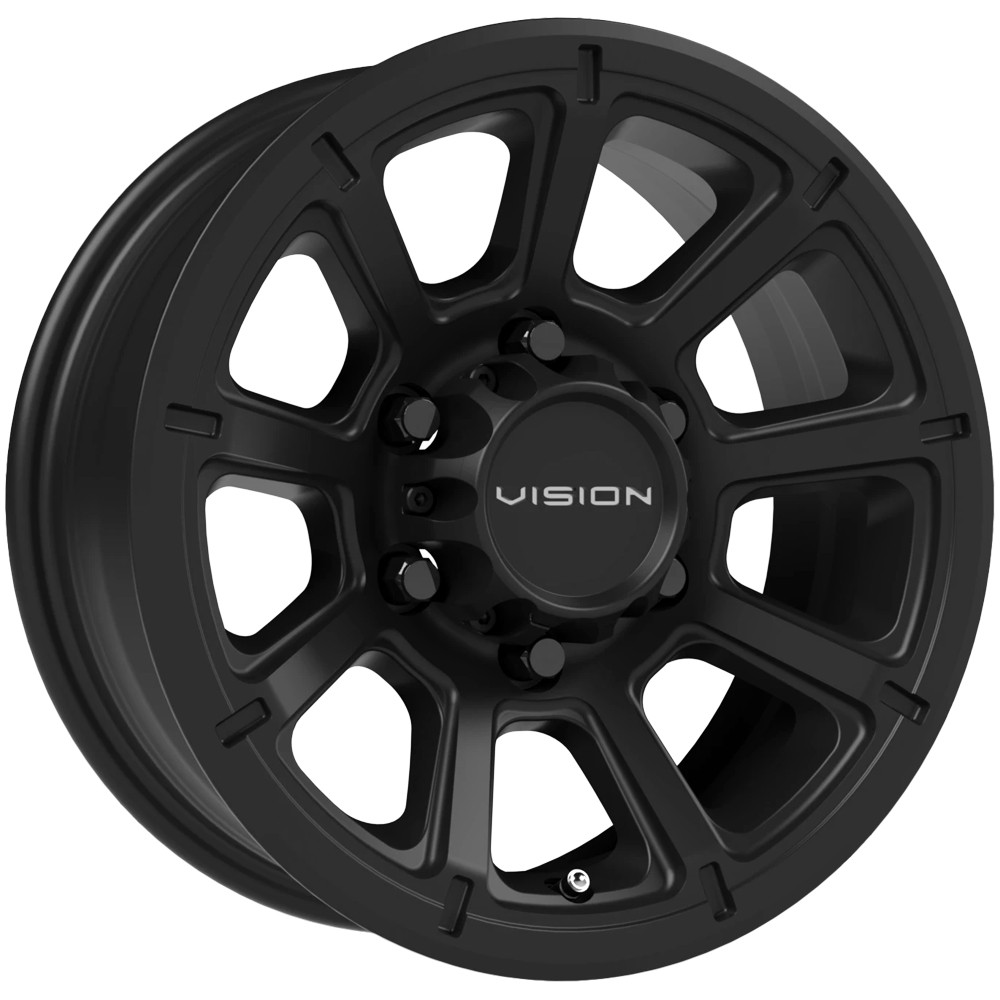 Vision 353 Turbine Trailer 15×6 6×5.5″ +0mm Matte Black Wheel Rim 15″ Inch
