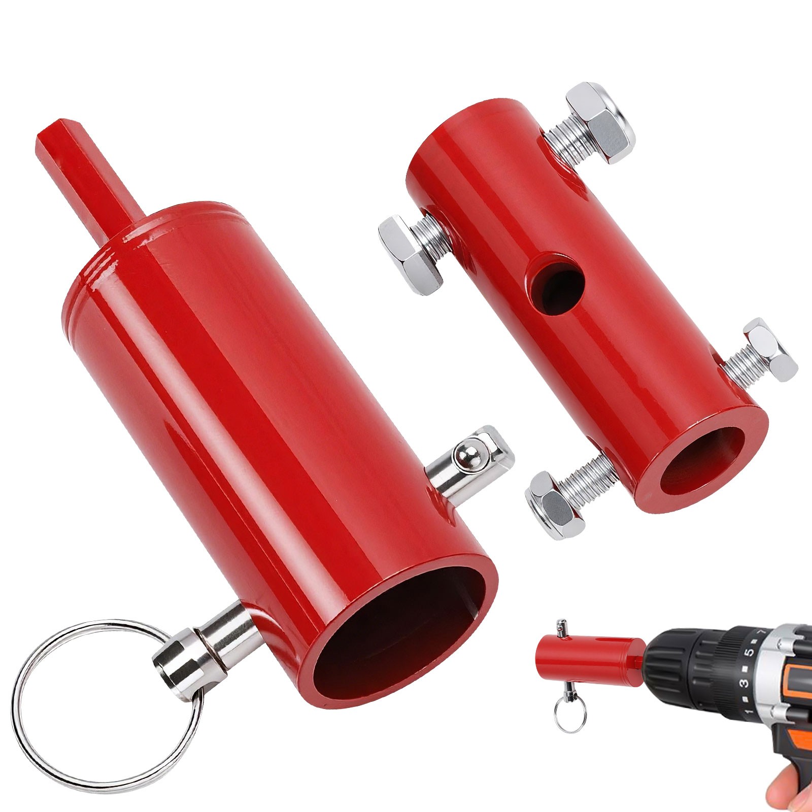 2 PCS Trailer Jack Electric Drill Adapter 1in Handle Bolt for 1/2″ & 3/8″ Shaft