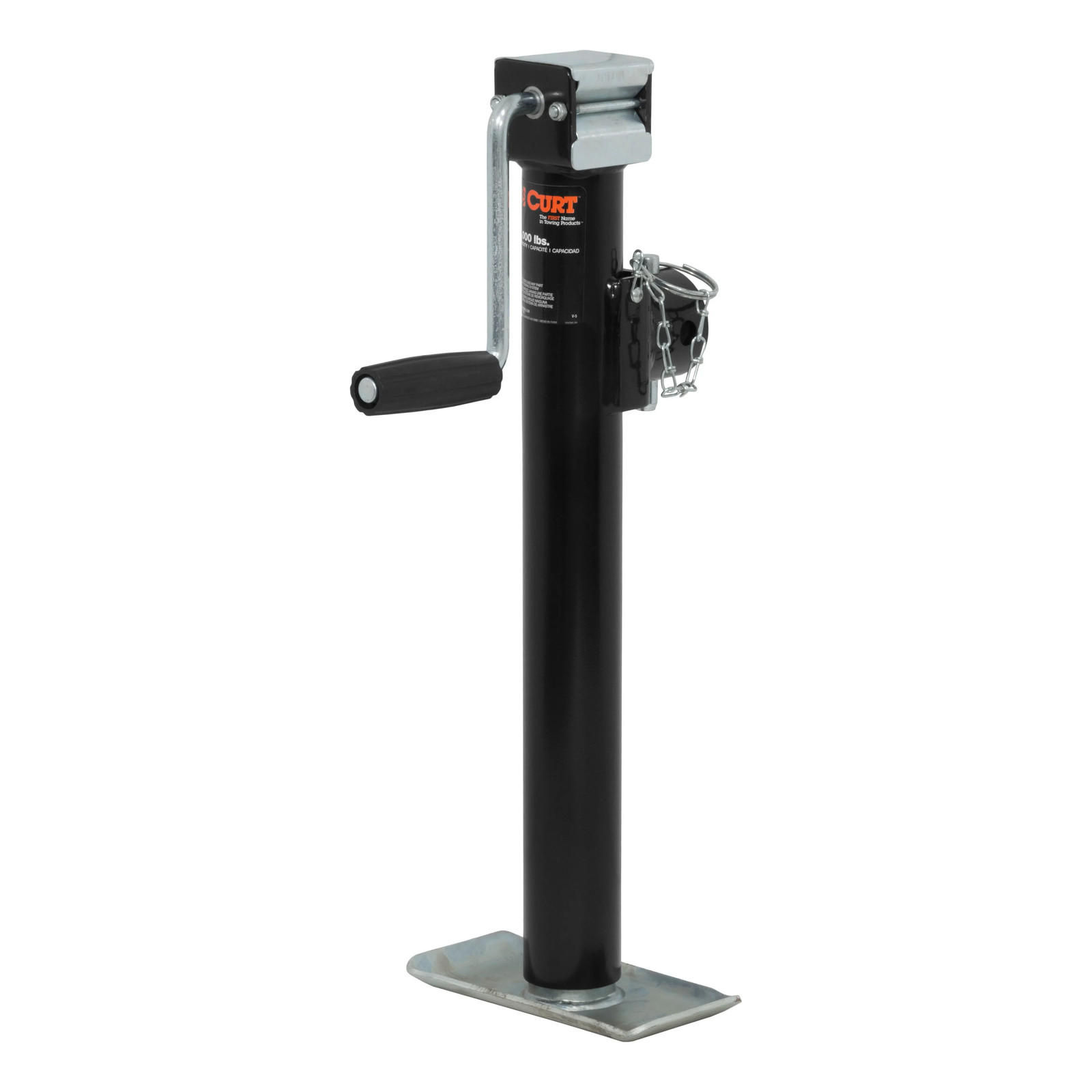 Pipe-Mount Swivel Trailer Jack w/ Side Handle 2K lbs, 15″ Travel 28324 CURT