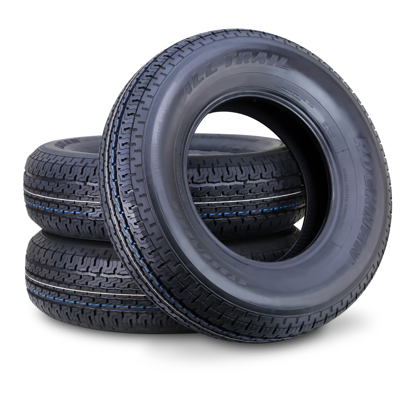 ROCKMAN Trailer Tire ST225/75R15 10-Ply LR E 117M Steel Belted Radial 11168 Set3