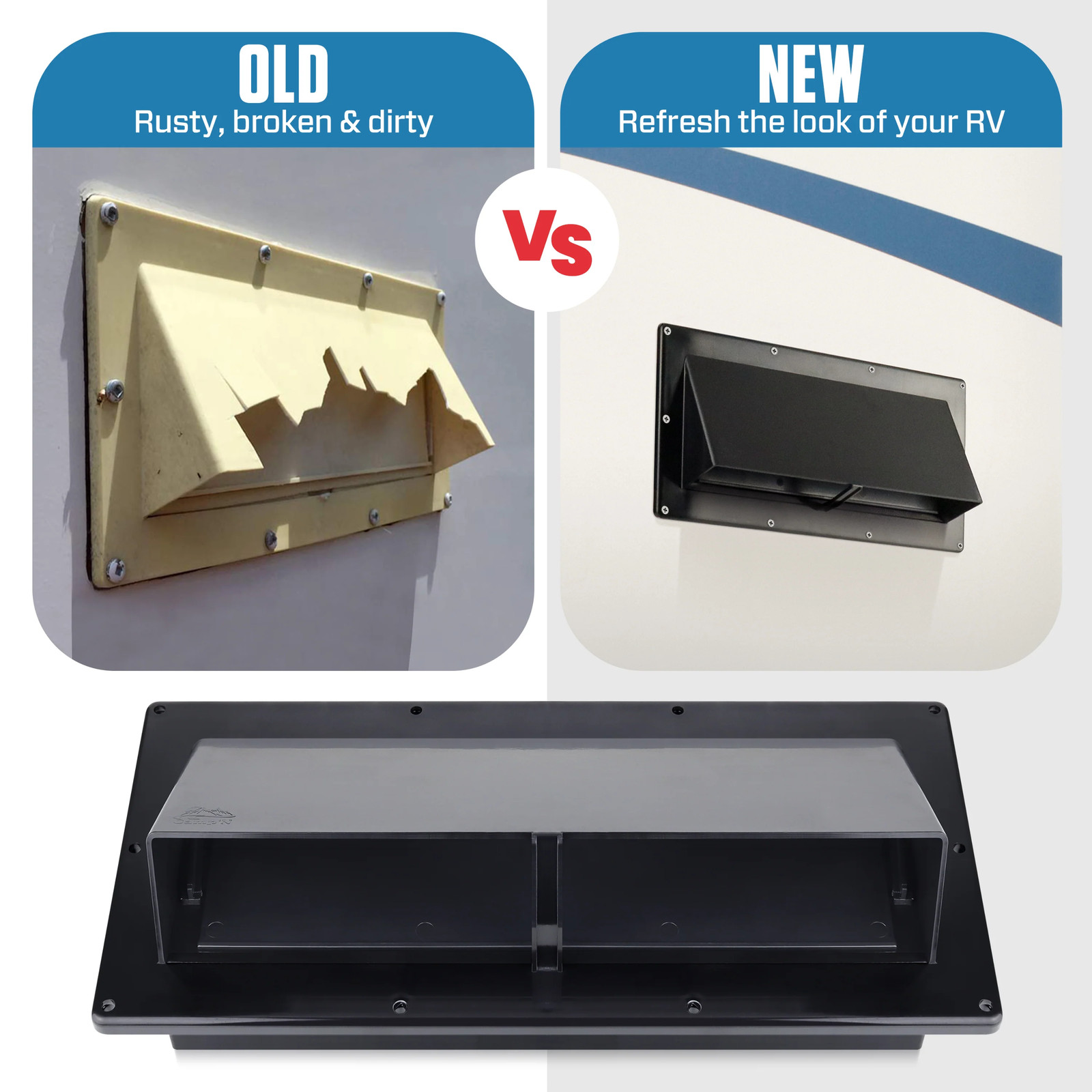 Mobile Home – RV Exterior Sidewall Range Hood Vent with Damper – Black – Camp’N