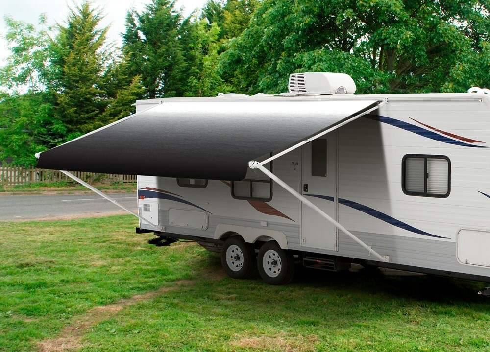 17′ Charcoal Fade w/Wht WG, RV Awning Replacement fabric canopy (Fabric:16’2″)