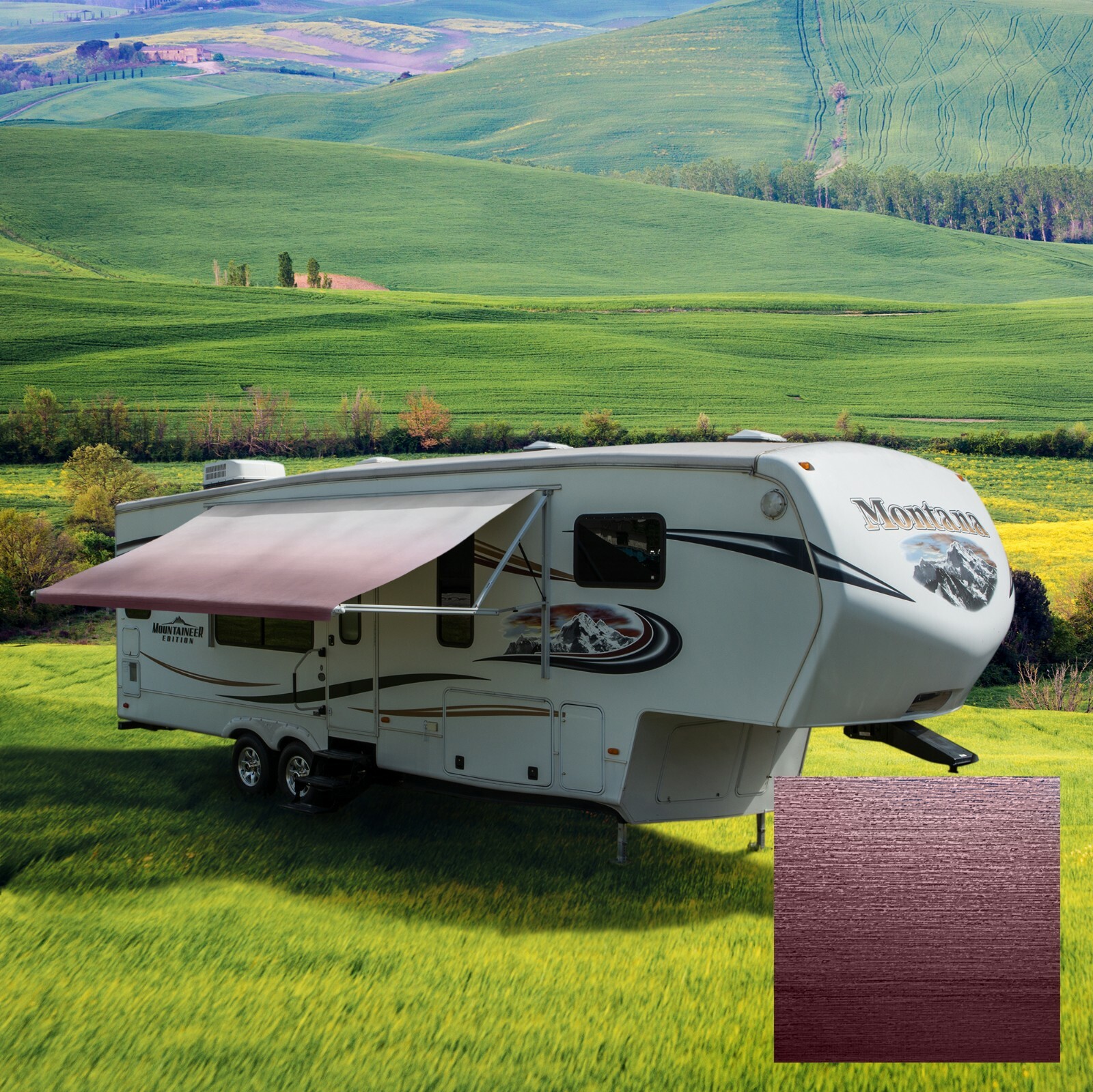 RV Awning Fabric 18 Feet Width Burgundy Pop Up Camper Canopy Replacement 8′(96″)