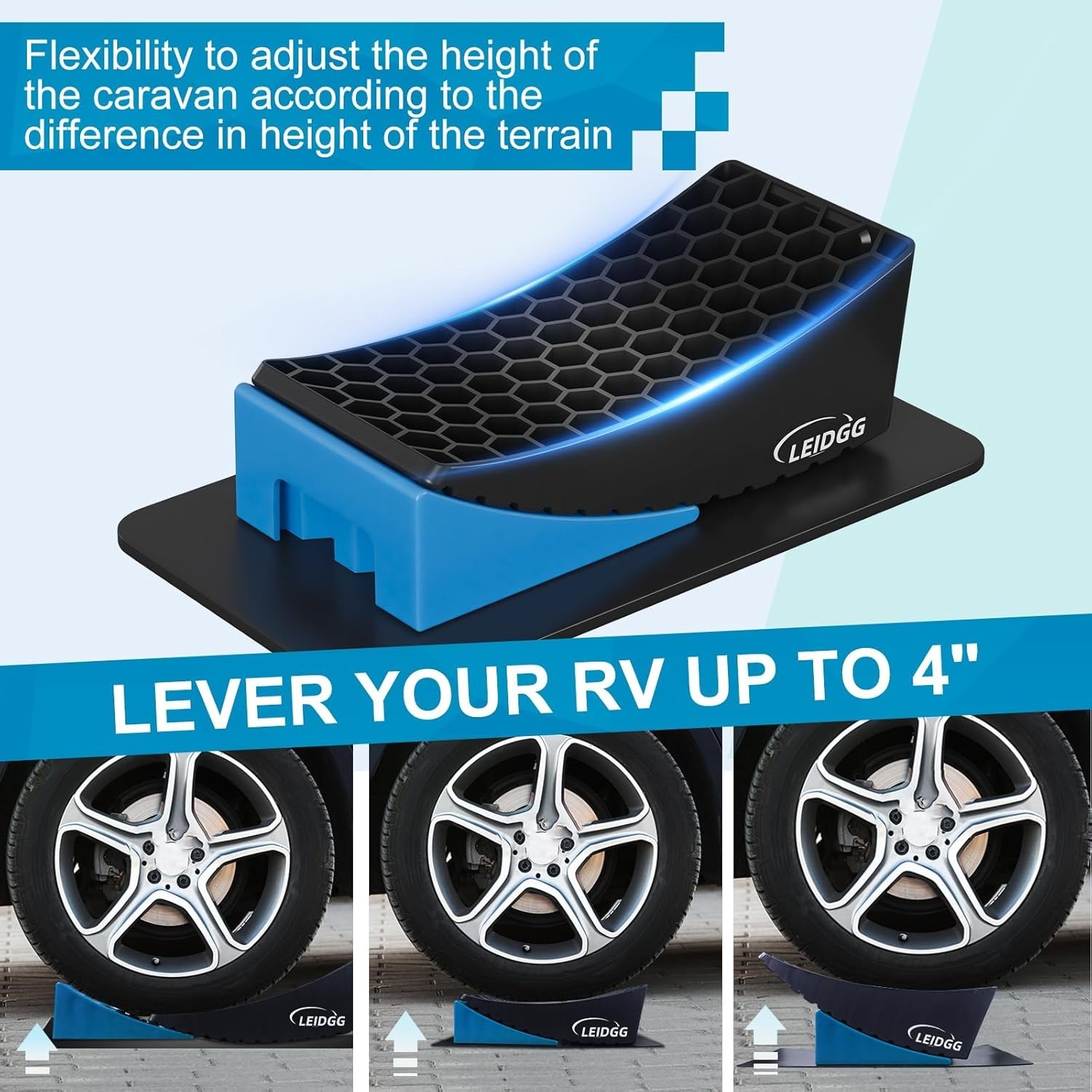 RV Leveling Blocks 2 Packs Kit Camper Blocks Carrying Bag Anti-Slip Mats