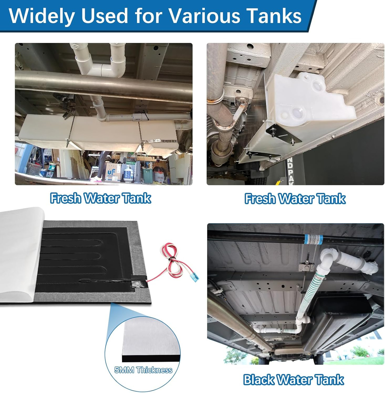 RV Tank Heater Pad,2pk 2″x18″ 12/13.5V RV Holding Tank Heater w/Thermostat | RV