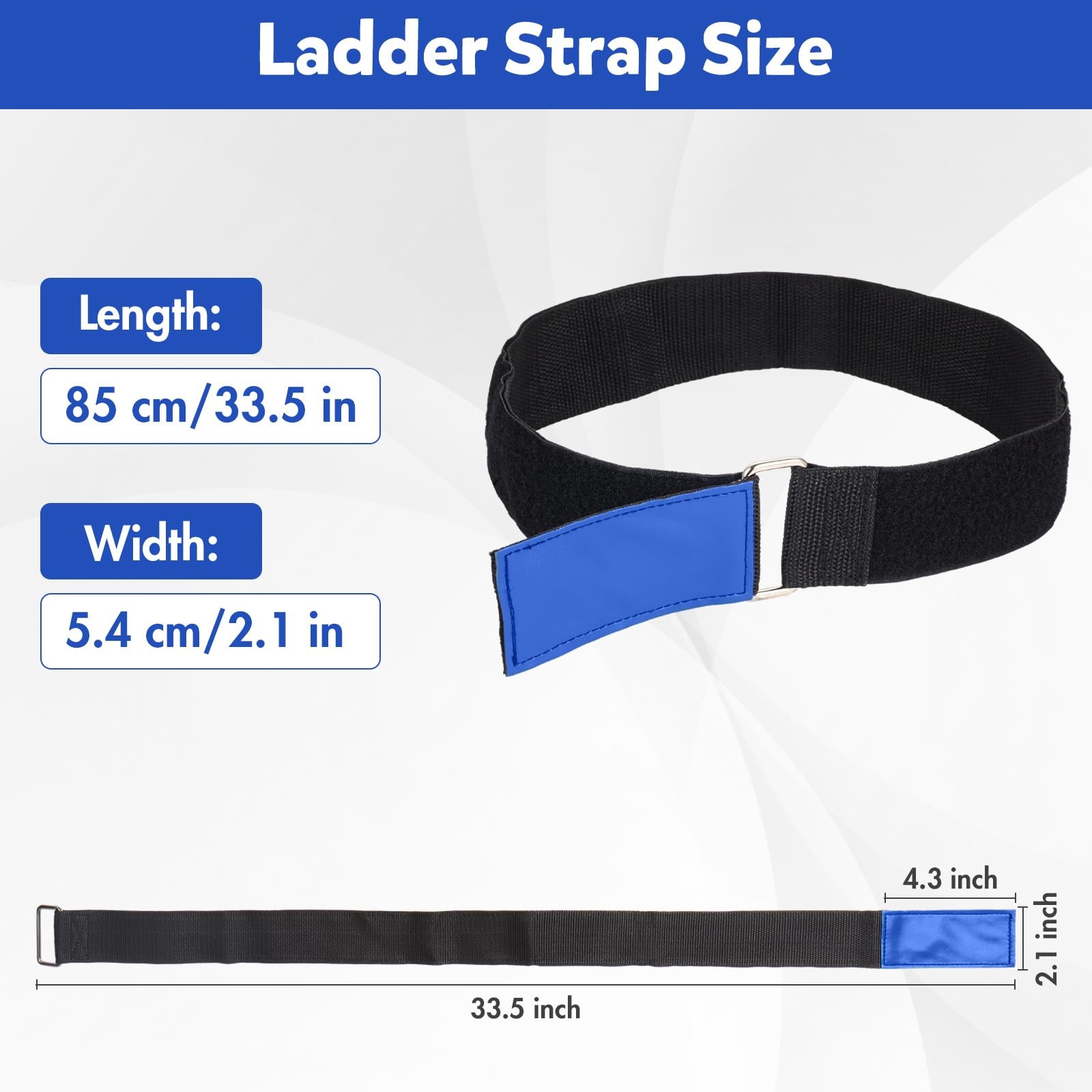 Ladder Rack Tie Down Straps Reusable 33 Inches X 2 Inches, Blue