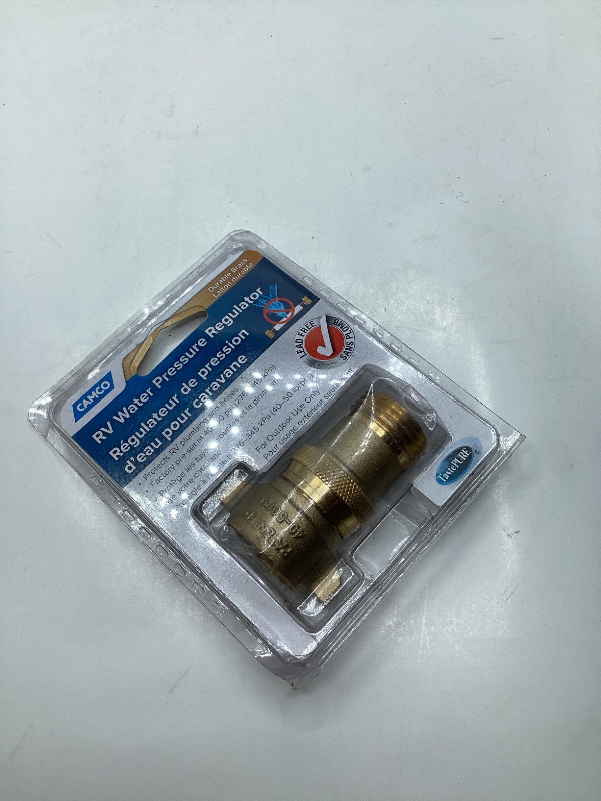 Camco RV Brass Water Pressure Regulator Protects RV Plumbing 40055 40-50 PSI