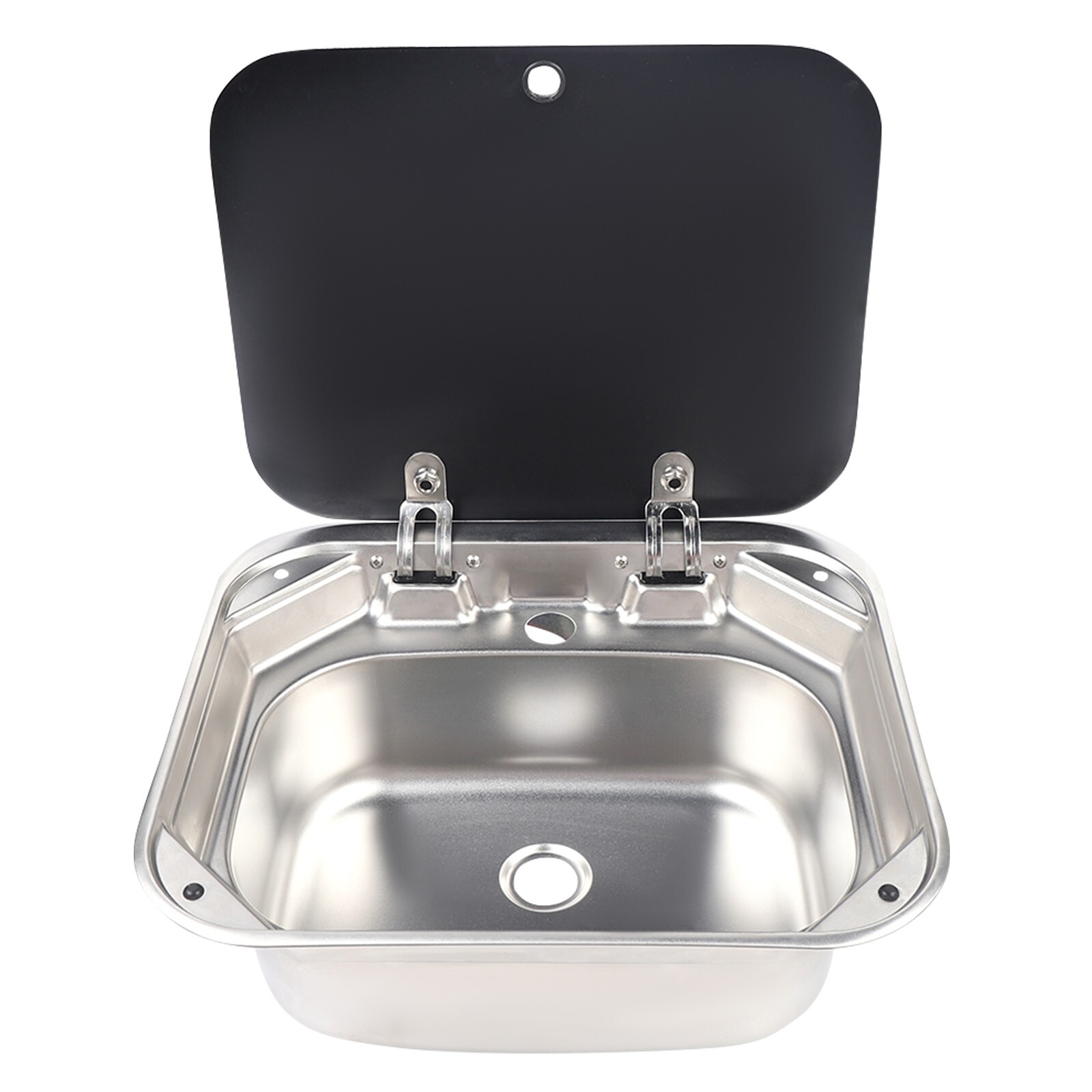 RV Caravan Camper Boat Stainless Steel Hand Wash Basin Kitchen Sink W/Lid