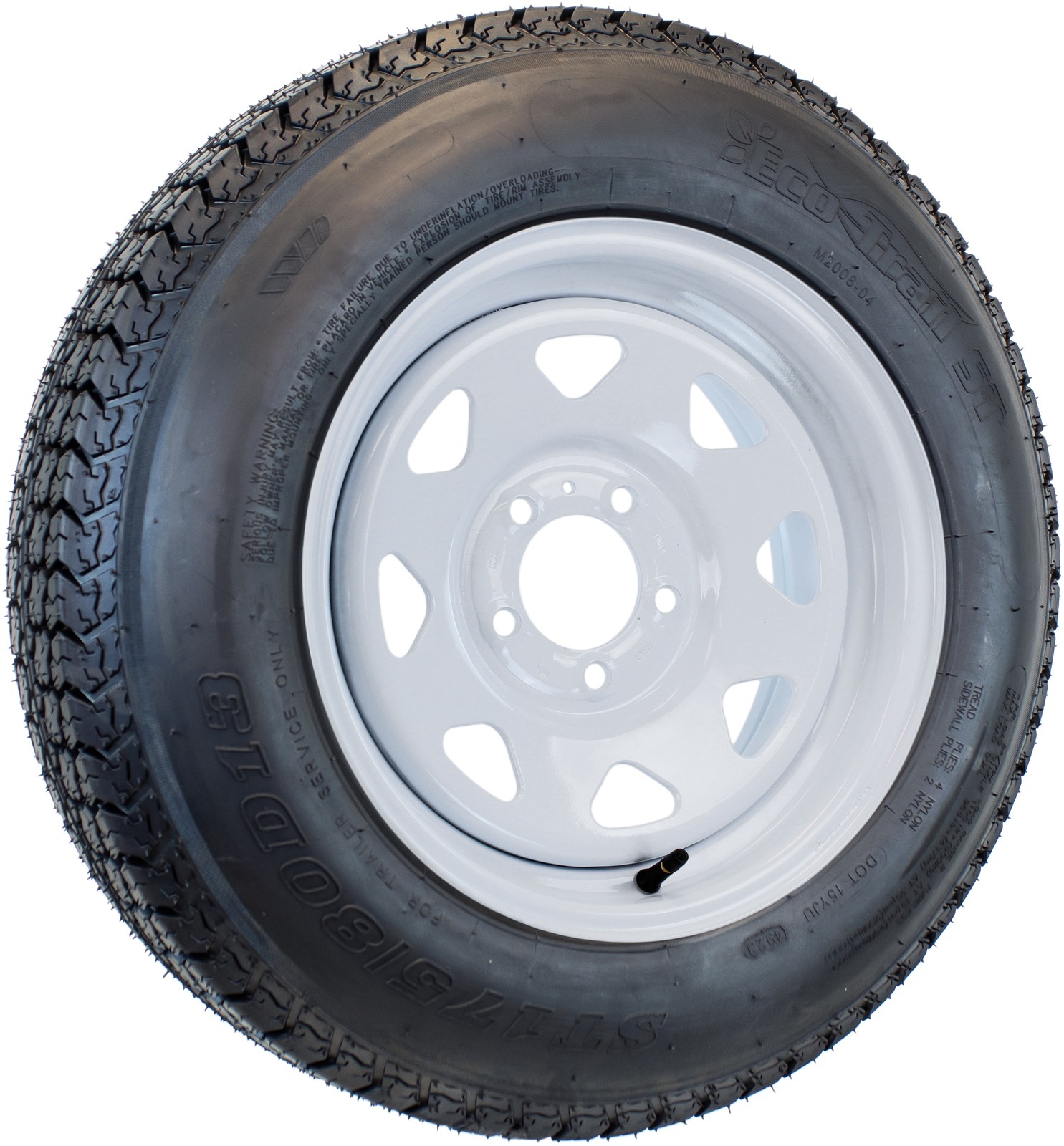 eCustomrim Trailer Tire Rim ST175/80D13 13 Inch 5 Lug On 4.5 White Spoke Wheel