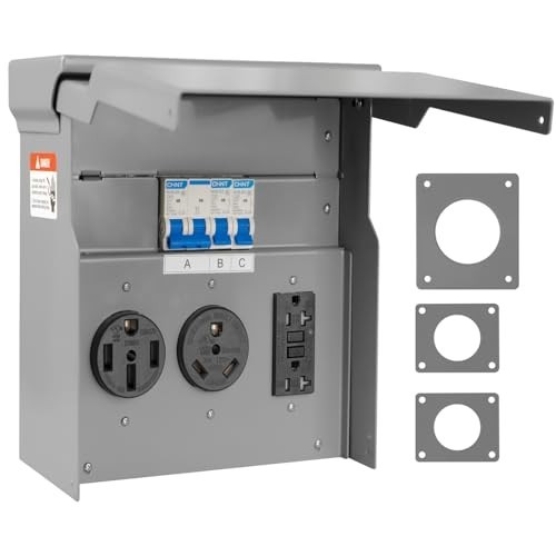 RV Electrical Outlet Panel 20 30 50 Amp 125 250 Volt with Breaker for RV Park