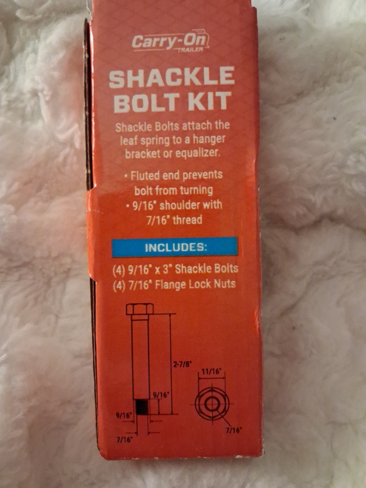 Trailer Leaf Spring Shackle Bolts 9/16″ -18 x 3″ & Lock Nuts for 1-3/4″ Wide 4pk
