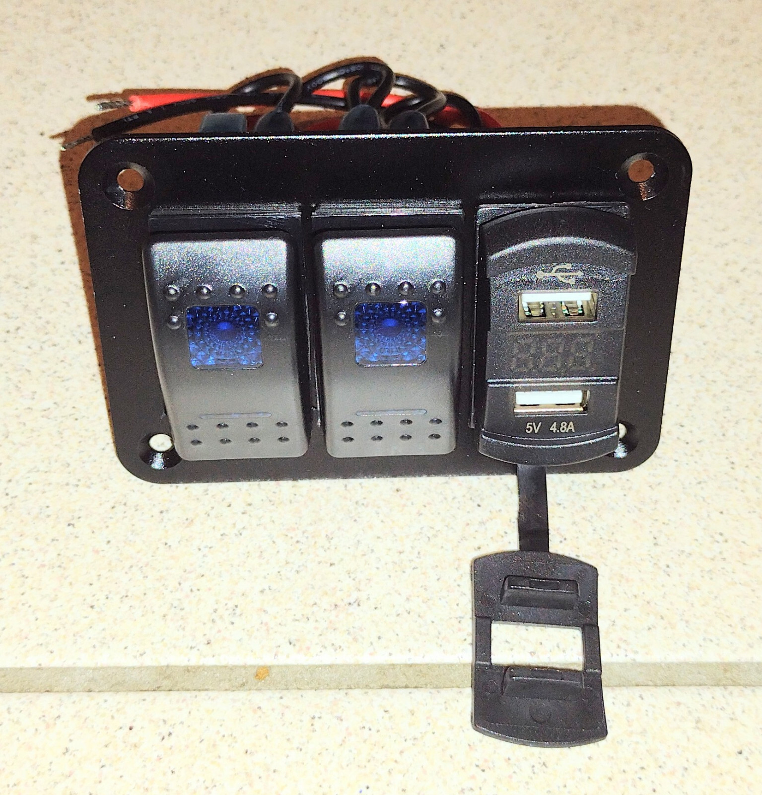 12V-24V Car Boat Marine RV Truck Blue LED 2,3,4 Gang Toggle Rocker Switch Panel