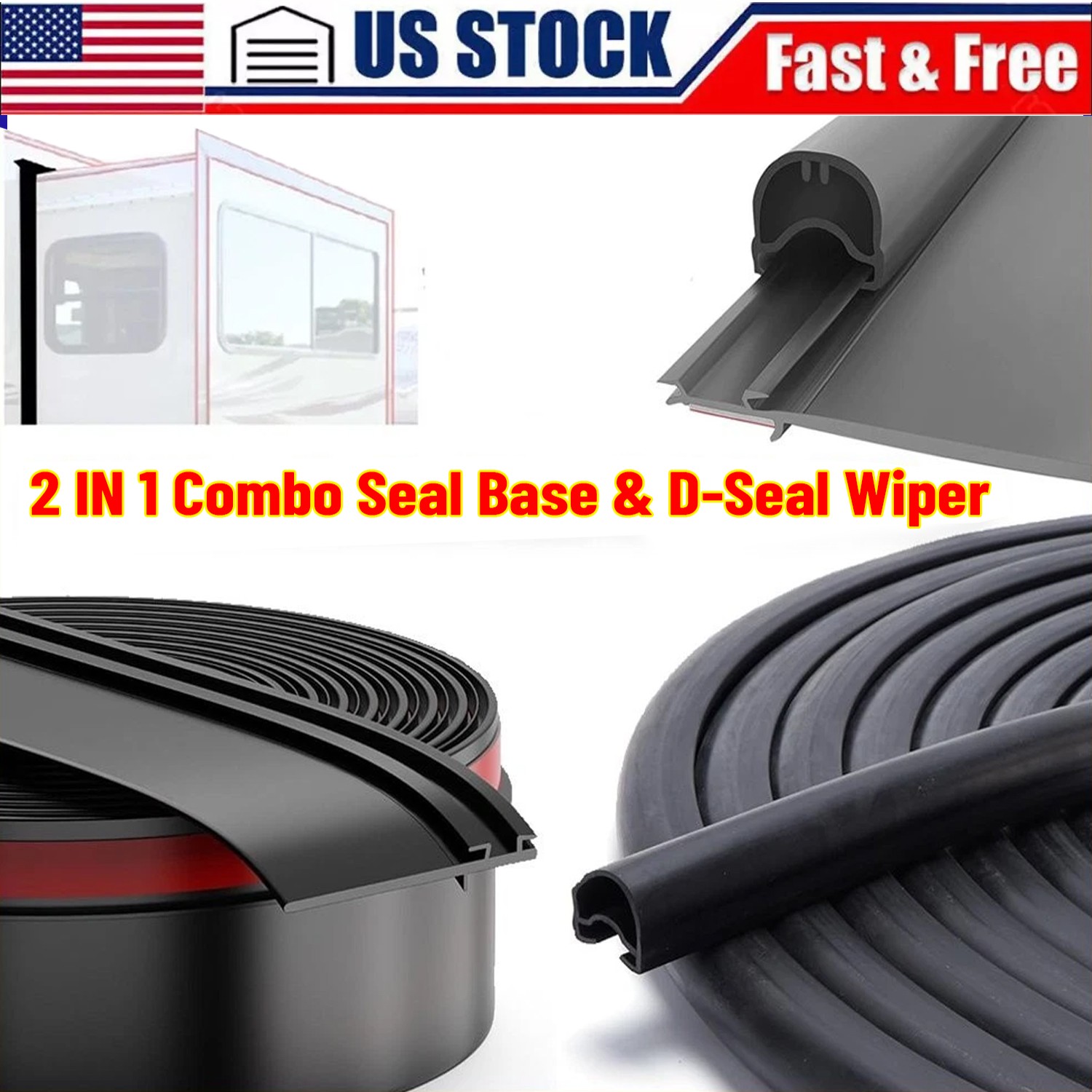 018-312-EKD D-Seal Wiper 018-341 EK Base RV Slide Out Weather Seal 35 Feet Set