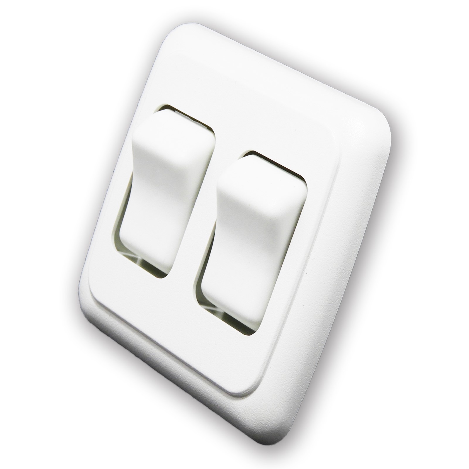 Double 2 Gang On-Off 12 volt White Light Switch – RV Camper Trailer Marine Boat