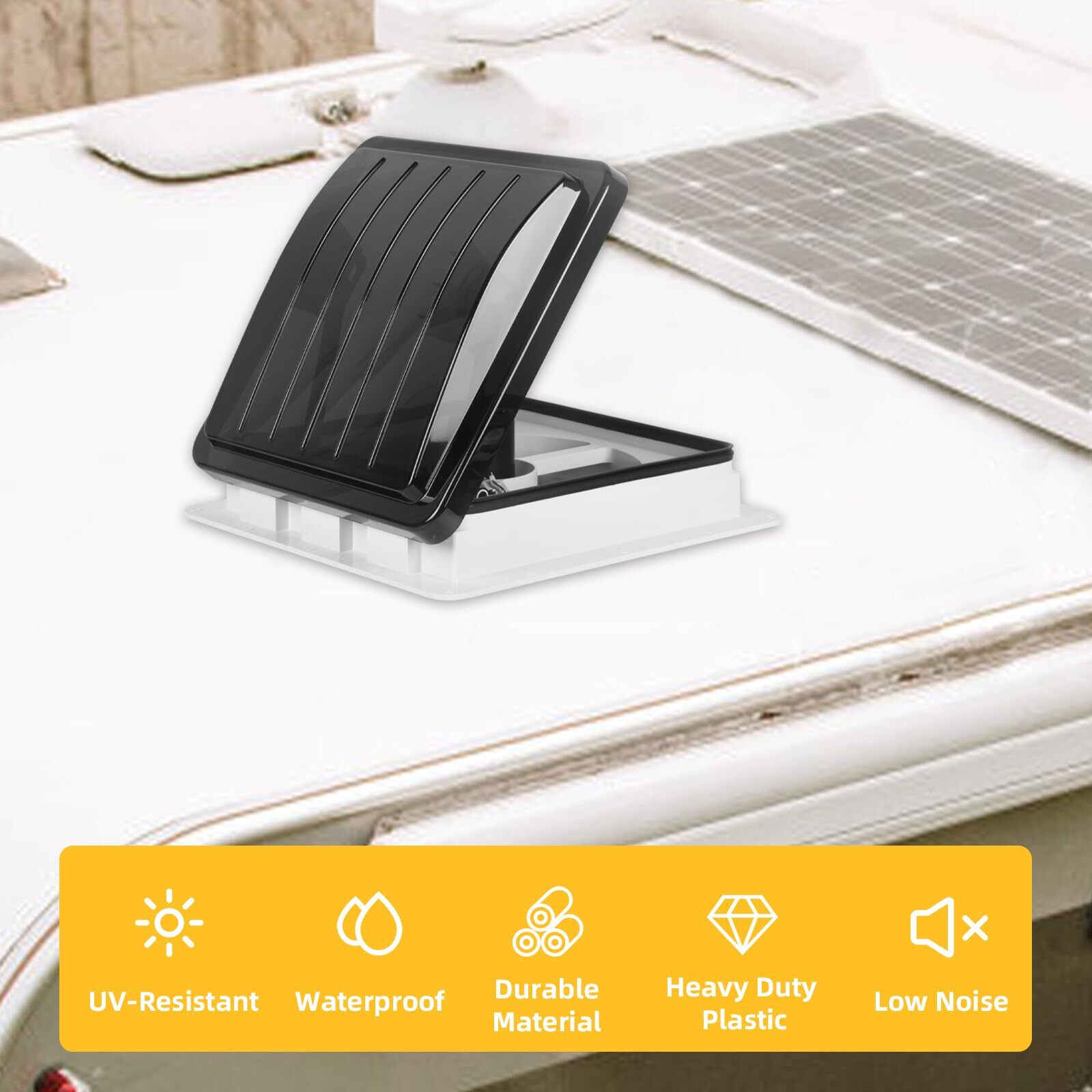 14” 12V RV Roof Vent Air Max LED Fan Remote 10 Speed Camper Rain Sensor NEW