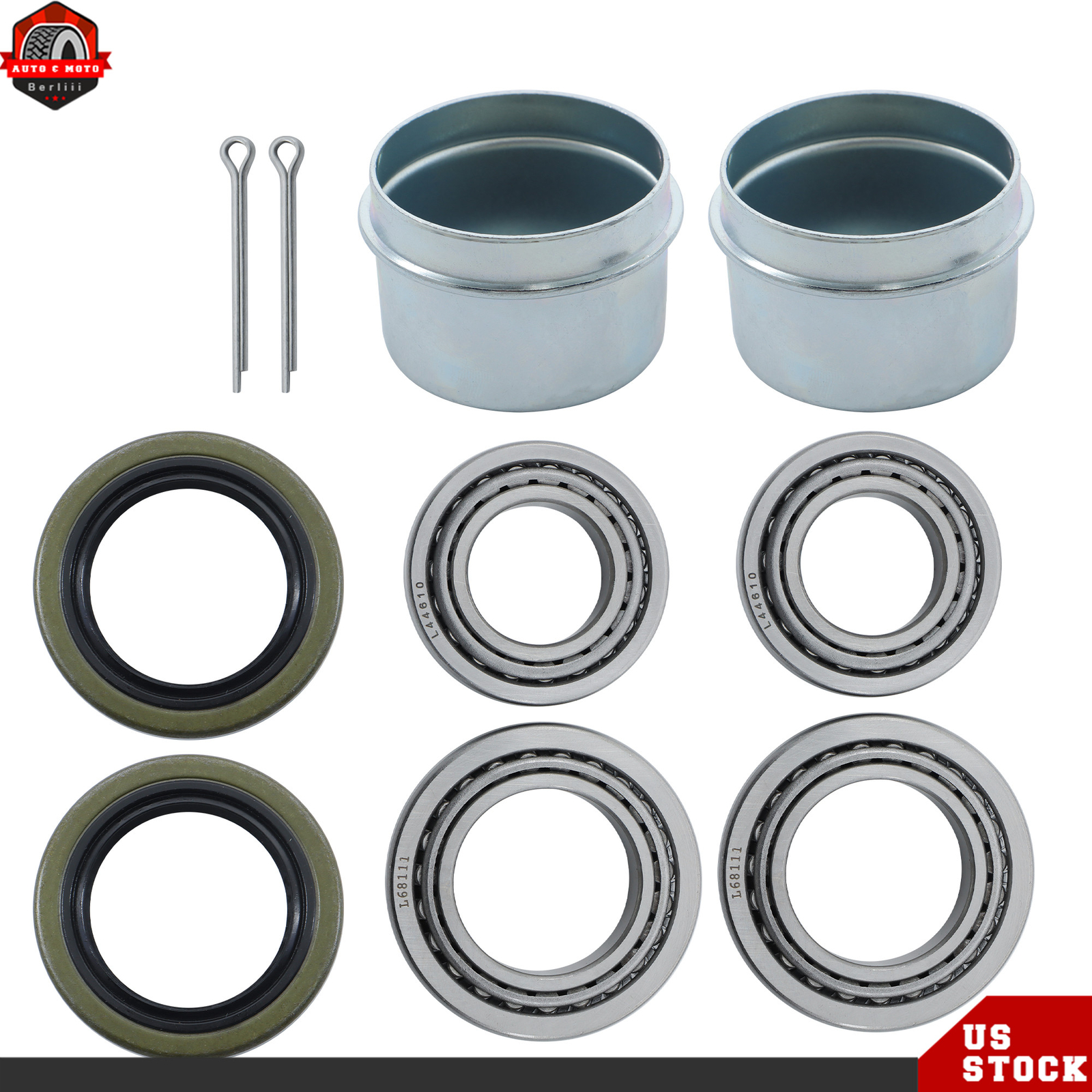 Set of 2 For 1-3/8″ to 1-1/16″ 3500 Lbs Axle Trailer Bearing Kits L44649 L68149