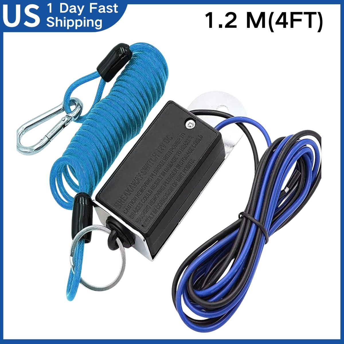 4 FT. Trailer Breakaway Switch Cable with Electric Brake for RV Towing Vehicle